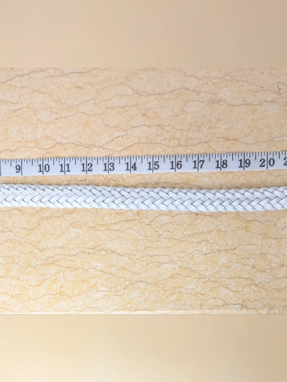 Vintage Genuine Leather White Woven Belt Silver Tone Buckle Size M/L